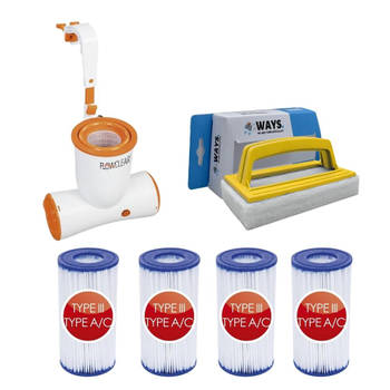 Bestway - Skimmer 2574 L/u & 4 Filters Type III & WAYS Scrubborstel