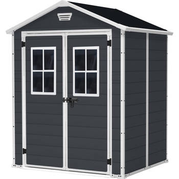 Keter Manor 65 Tuinhuis - 185x152x226cm - dubbele deuren + ramen - Antraciet