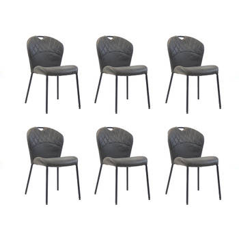 Bronx71 Stapelbare eetkamerstoel Fay eco-leer antraciet - Eetkamerstoelen set van 6.