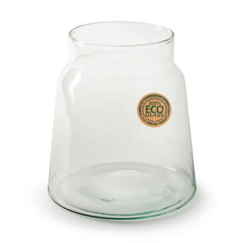 Bloemenvaas - Eco glas transparant - H20 x D14.5 cm - Vazen