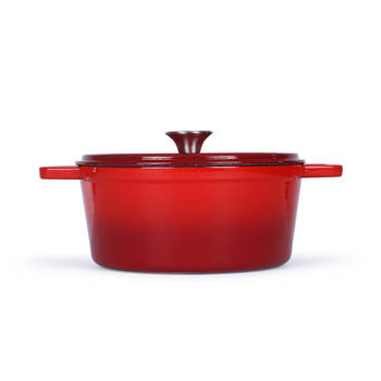 Livoo – mep128r – ronde geëmailleerde gietijzeren braadpan – 4 liter - rood