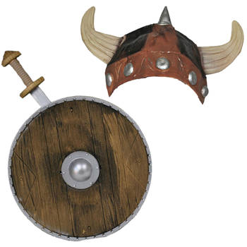 Viking verkleed accessoire set met helm zwaard en schild - Verkleedattributen