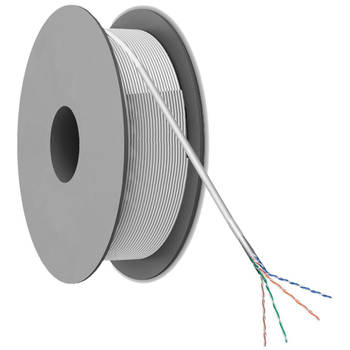 Netwerkkabel - Cat 6 - F/UTP - Flexibele kern - CCA - 6.0mm - 100 meter - PVC - Op rol - Grijs - Allteq