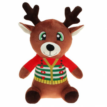 Rendier knuffels 30 cm kerstknuffels speelgoed - Kerstman pop