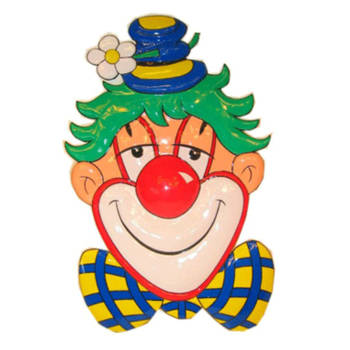 Clown met blauw hoedje 70 cm - Feestdecoratievoorwerp