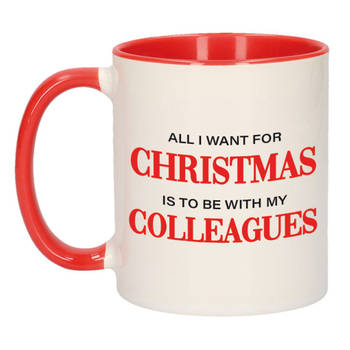Kerst cadeau mok / beker All I want for Christmas is to be with my colleagues 300 ml - Bekers