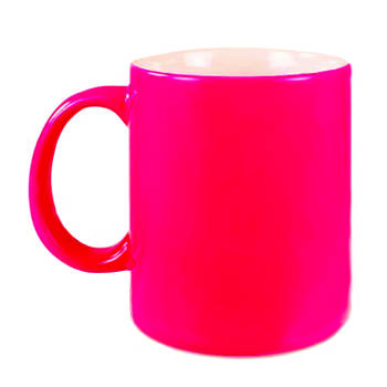 2x stuks neon roze bekers/ koffiemokken 330 ml - Bekers