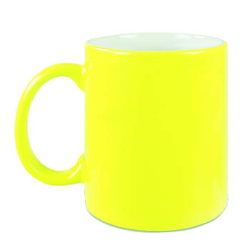 2x stuks neon gele bekers/ koffiemokken 330 ml - Bekers