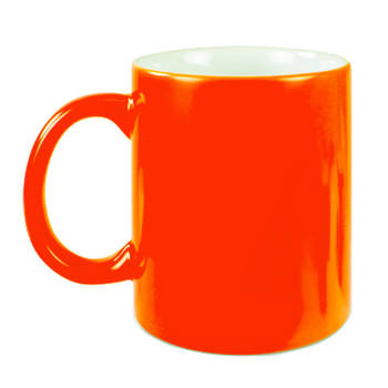 2x stuks neon oranje bekers/ koffiemokken 330 ml - Bekers