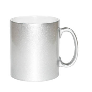 2x stuks zilveren bekers/ koffiemokken 330 ml - Bekers