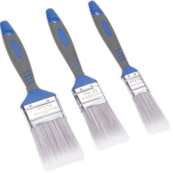 FX Tools Verfkwasten - set 3x stuks - plat - kunststof handvat - 25/38/50 mm breed - schilderen - Verfkwasten
