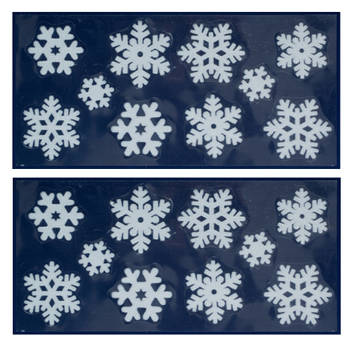 2x Witte kerst raamstickers sneeuwvlokken - Feeststickers