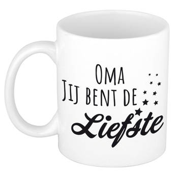 Oma jij bent de liefste cadeau mok / beker wit - cadeau verjaardag - feest mokken