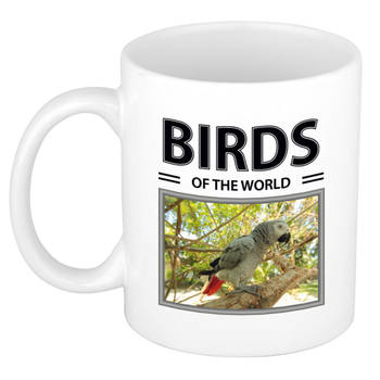 Foto mok Grijze roodstaart papegaai beker - birds of the world cadeau Papegaaien liefhebber - feest mokken