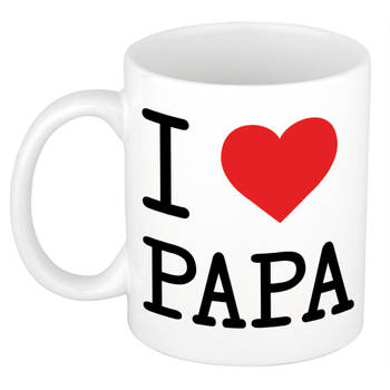 Cadeau I love papa kado koffiemok / beker voor verjaardag / Vaderdag 300 ml - feest mokken