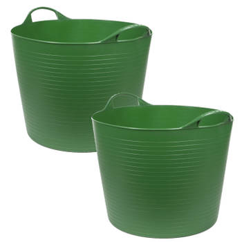 2x stuks flexibele kuip emmers/wasmanden rond groen 45 liter - Wasmanden