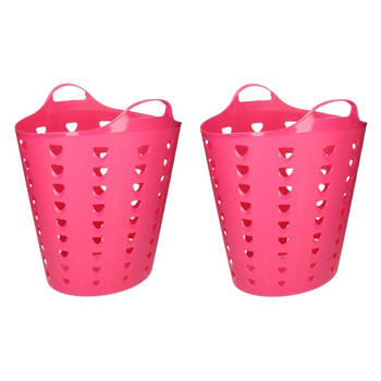 Set van 2x stuks roze wasmand flexibel 47 cm - Wasmanden