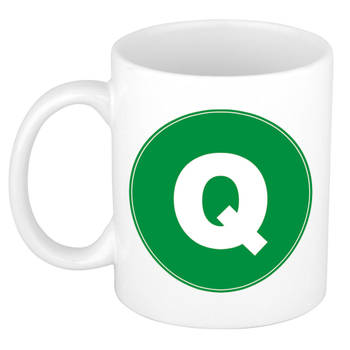 Letter Q mok / beker voor het maken van een naam / woord of team / groene bedrukking - feest mokken