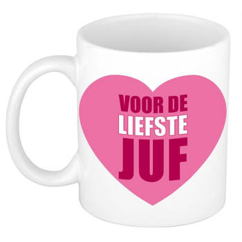 Juffrouw cadeau mok / beker voor de liefste juf 300 ml - feest mokken