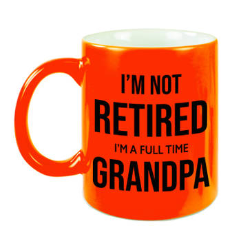 Im not retired im a full time grandpa mok / beker neon oranje 330 ml bedankt cadeau collega - feest mokken