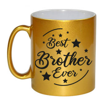Best Brother Ever cadeau mok / beker goudglanzend 330 ml - feest mokken