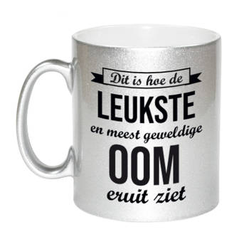 Leukste en meest geweldige oom cadeau mok / beker zilverglanzend 330 ml - feest mokken