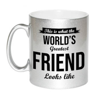 Worlds Greatest Friend cadeau mok / beker zilverglanzend 330 ml - feest mokken