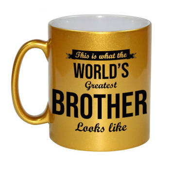 Worlds Greatest Brother cadeau mok / beker goudglanzend 330 ml - feest mokken