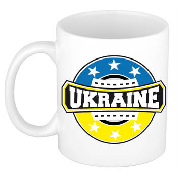 Ukraine / Oekraine vlag embleem mok / beker - wit - 300 ml - feest mokken