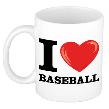Cadeau I Love Baseball / honkbal kado koffiemok / beker voor baseball liefhebber 300 ml - feest mokken