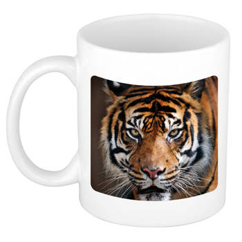 Siberische tijger koffiemok / theebeker wit 300 ml voor de dieren liefhebber - feest mokken