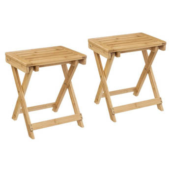 2x stuks bijzettafel opvouwbaar van bamboe hout - L39 x B33 x H44 cm - Bijzettafels