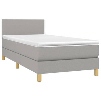 vidaXL Boxspring met matras stof lichtgrijs 90x190 cm