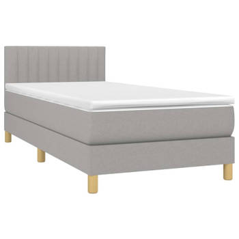 vidaXL Boxspring met matras stof lichtgrijs 90x190 cm