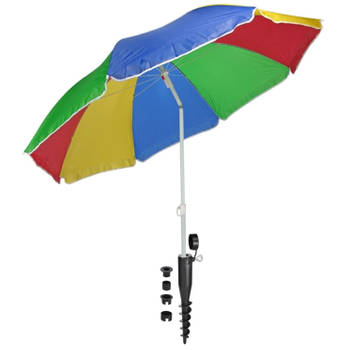 Regenboog gekleurde tuin/strand parasol 180 cm met grondharing van 45 cm - Parasols