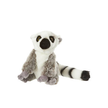 Nature Planet Ringstaart Maki aap - grijs - 18 cm - pluche dieren knuffels - Apen - Knuffeldier