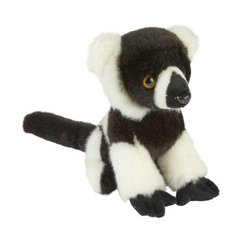 Pluche knuffel dieren zwart/wit Vari aapje 18 cm - Knuffeldier