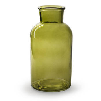 Bloemenvaas - Apotheker model - groen/transparant glas - 20 x 10 cm - Vazen
