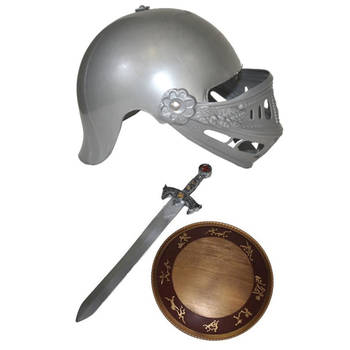 Ridder verkleed set helm en zwaard/schild voor kinderen - Verkleedattributen