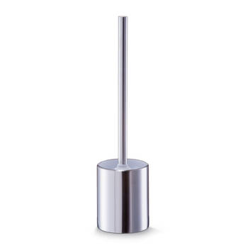 WC/Toiletborstel in houder RVS/edelstaal - zilver - D8 x 34 cm - Toiletborstels