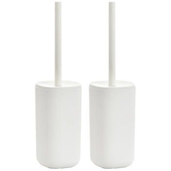 2x Stuks WC/Toiletborstel houder kunststof - wit - D9 x 35 cm - modern - Toiletborstels