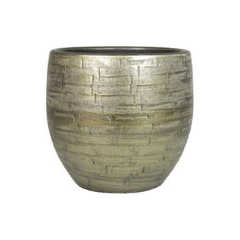Bela Arte Plantenpot - keramiek - goud glans - D24-H22 cm - Plantenpotten