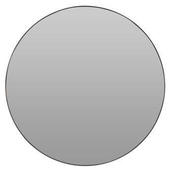Spiegel/wandspiegel - metaal - zwart - rond - D55 cm - Spiegels