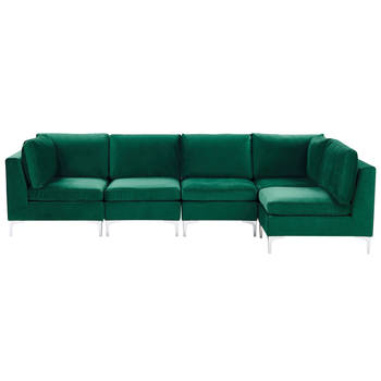 Beliani EVJA - Modulaire Sofa-Groen-Fluweel