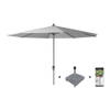 Platinum Riva stokparasol 3.5 m. rond - Light Grey met voet en hoes