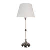 Clayre & Eef Tafellamp Ø 27x63 cm Beige Wit Ijzer Textiel Rond Bureaulamp Beige Bureaulamp