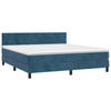 vidaXL Boxspring met matras en LED fluweel donkerblauw 180x200 cm