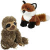 Knuffeldieren set vos en luiaard pluche knuffels 18 cm - Knuffel bosdieren