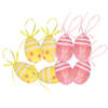 Decoratie paaseieren hangend 12x roze/geel piepschuim 6 cm - Feestdecoratievoorwerp