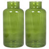 Floran Bloemenvaas Milan - 2x - transparant groen glas - D15 x H30 cm - melkbus vaas - Vazen